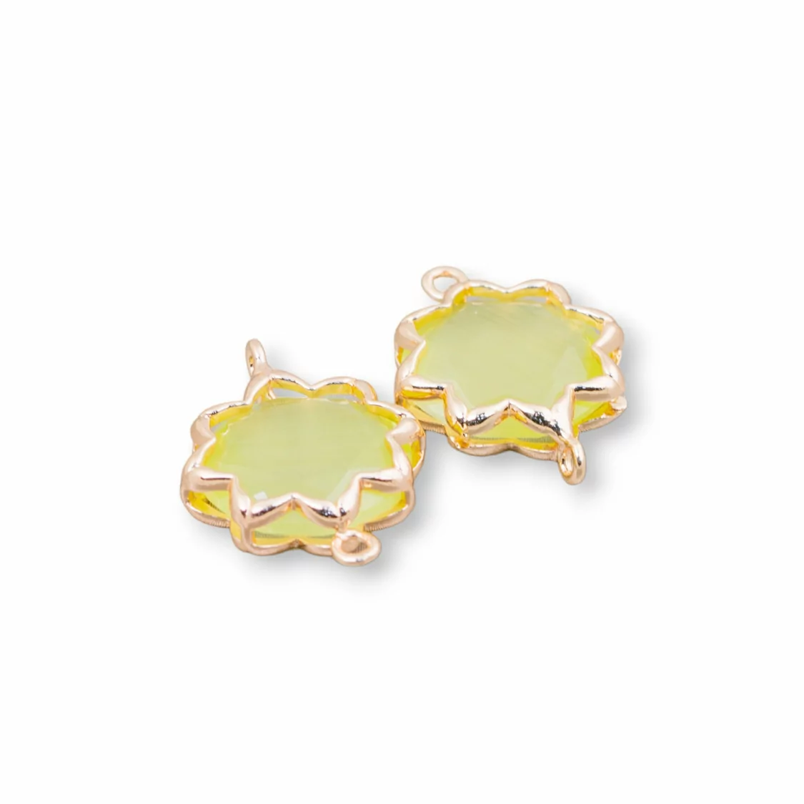 Connettore Componente Di Ottone Con Occhio Di Gatto Stella Del Mattino 16mm 8pz Giallo Chiaro- STELLA DEL MATTINO | Worldofjewel.com