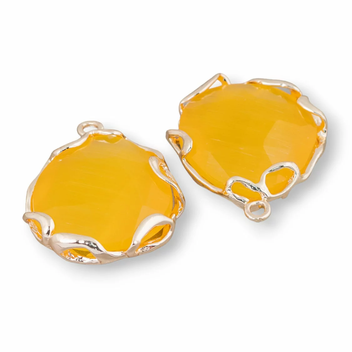 Connettore Componente Di Ottone Irregolare Con Occhio Di Gatto 24mm 4pz Dorato Giallo- STELLA DEL MATTINO | Worldofjewel.com