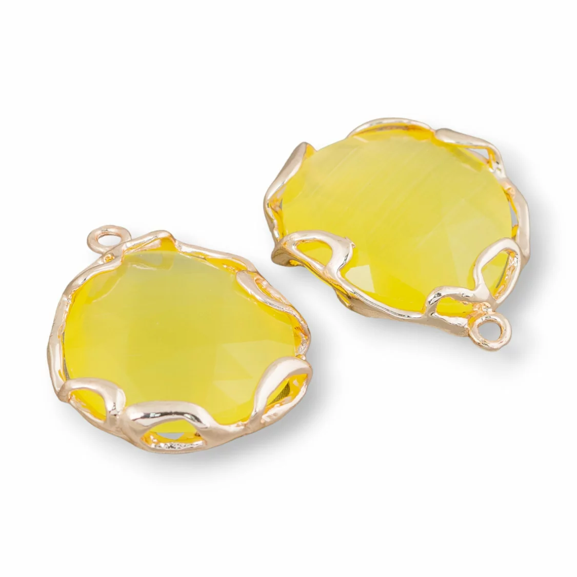 Connettore Componente Di Ottone Irregolare Con Occhio Di Gatto 24mm 4pz Dorato Giallo Chiaro- STELLA DEL MATTINO | Worldofjewel.com