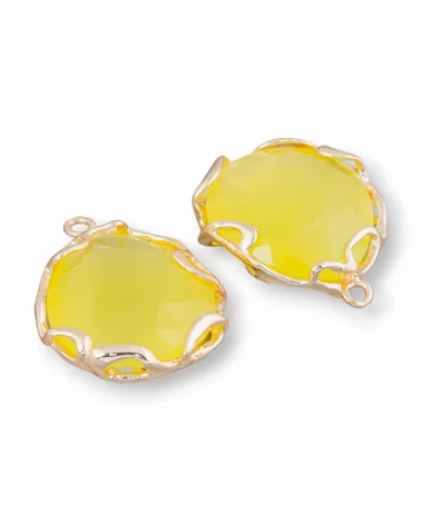 Connettore Componente Di Ottone Irregolare Con Occhio Di Gatto 24mm 4pz Dorato Giallo Chiaro- STELLA DEL MATTINO | Worldofjewel.com