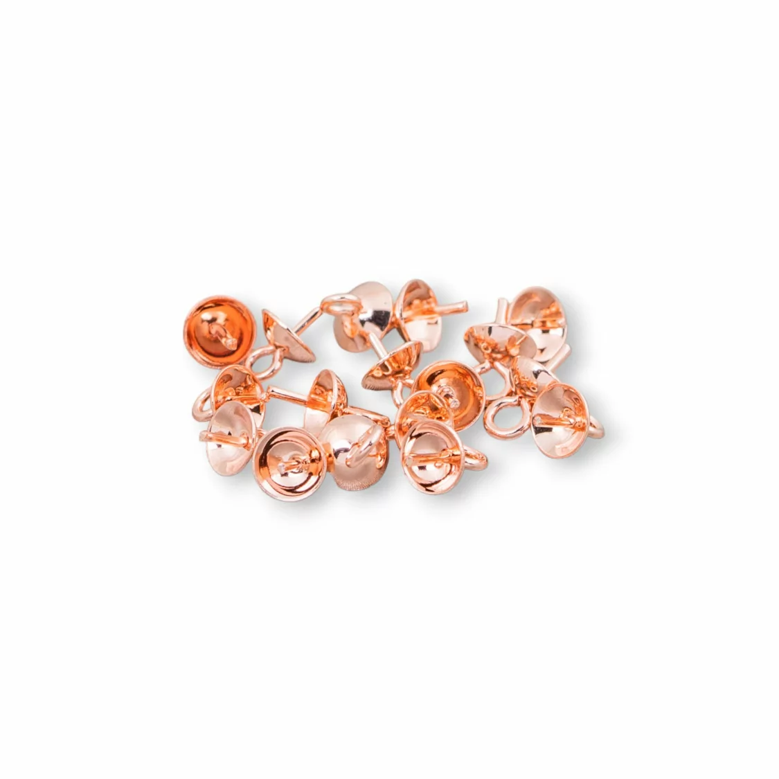 Coppetta Terminale Per Pendenti Di Acciaio Con Anellino 4mm 170pz Circa Oro Rosa-PERNO A COPPETTA | Worldofjewel.com