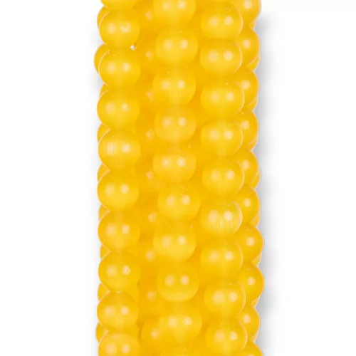 Occhio Di Gatto Giallo Tondo Liscio 6mm-GIALLO | Worldofjewel.com