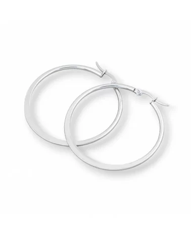 Orecchini Di Acciaio Liscio A Cerchietto Piatto 45mm 5Paia-ORECCHINI DI ACCIAIO | Worldofjewel.com