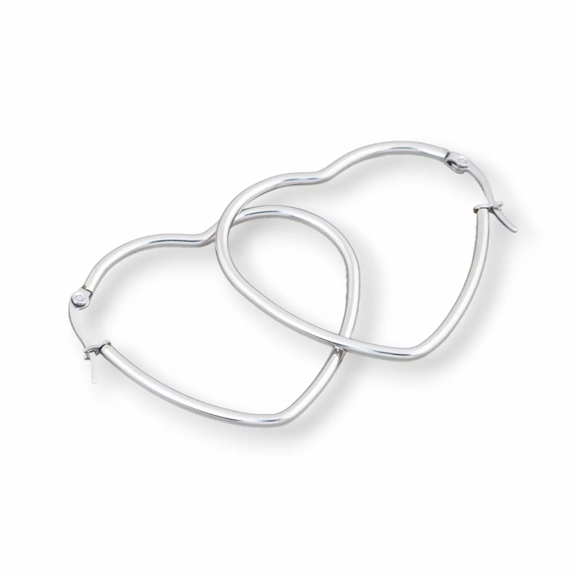 Orecchini Di Acciaio Liscio Cuore 35mm 6Paia-ORECCHINI DI ACCIAIO | Worldofjewel.com