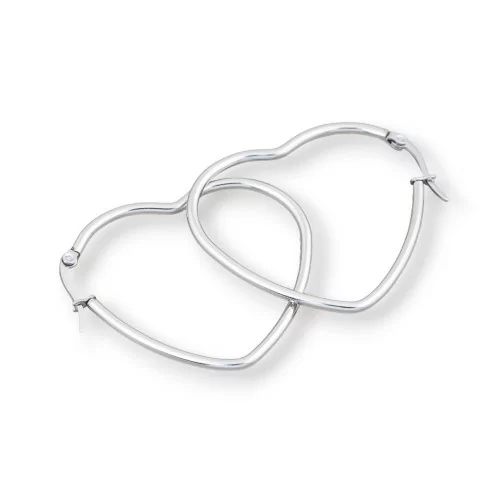 Orecchini Di Acciaio Liscio Cuore 40mm 5Paia-ORECCHINI DI ACCIAIO | Worldofjewel.com