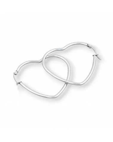 Orecchini Di Acciaio Liscio Cuore 40mm 5Paia-ORECCHINI DI ACCIAIO | Worldofjewel.com