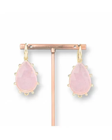 Orecchini Monachella Di Argento Con Occhio Di Gatto Goccia Con Punti Luce 23x45mm Dorato Rosa-ARGENTO 925 CRYSTAL | Worldofjewel.com