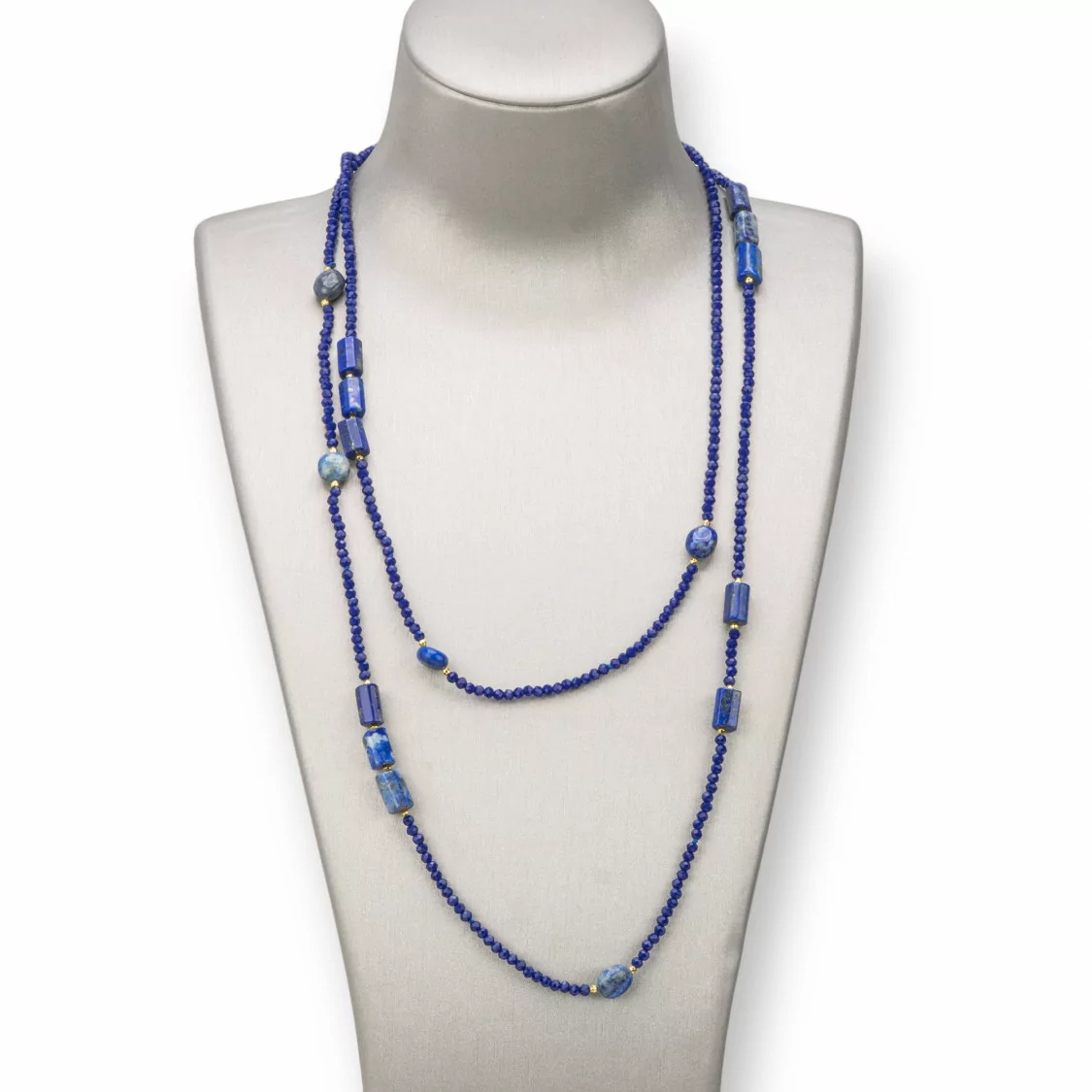 Collana Bijoux Charlestone Di Pietre Dure E Cristalli 160cm Blu-DESIGN ITALY | Worldofjewel.com