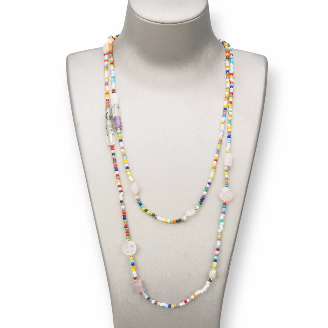 Collana Charlestone Di Pietre Dure E Cristalli 160cm Multicolor-DESIGN ITALY | Worldofjewel.com