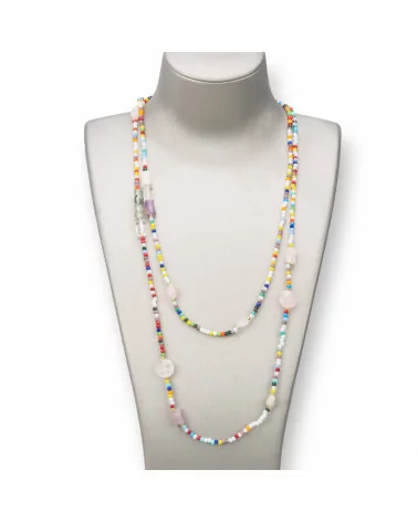 Collana Charlestone Di Pietre Dure E Cristalli 160cm Multicolor-DESIGN ITALY | Worldofjewel.com