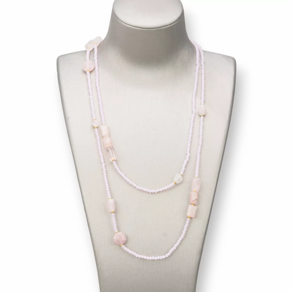 Collana Bijoux Charlestone Di Pietre Dure E Cristalli 160cm Rosa-DESIGN ITALY | Worldofjewel.com