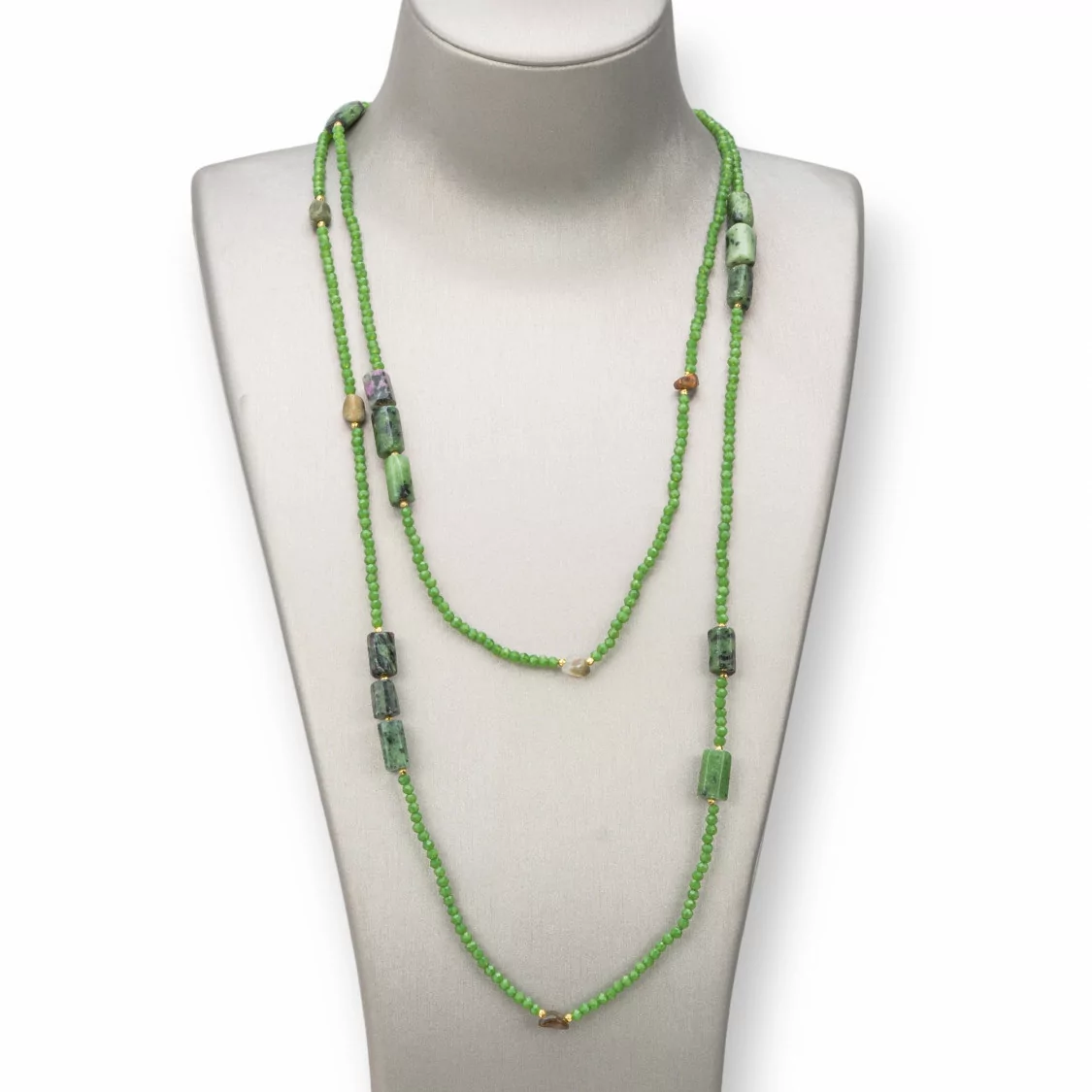 Collana Bijoux Charlestone Di Pietre Dure E Cristalli 160cm Zoisite-DESIGN ITALY | Worldofjewel.com