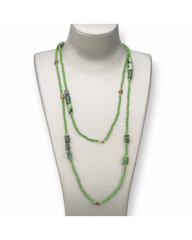 Collana Bijoux Charlestone Di Pietre Dure E Cristalli 160cm Zoisite-DESIGN ITALY | Worldofjewel.com