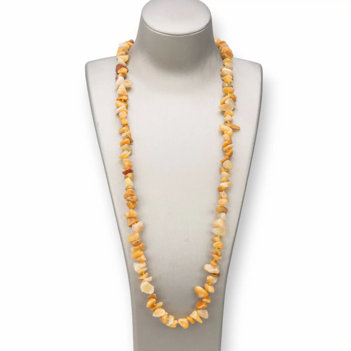 Collana Bijoux Charlestone Di Pietre Dure Sasso Chips 8x12mm Annodate 90cm Calcite-DESIGN ITALY | Worldofjewel.com