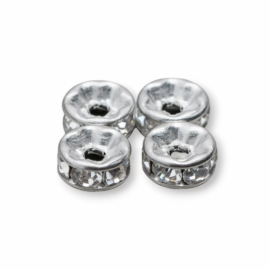 Distanziatore Rondelle Strass Di Acciaio 4mm 100pz-CONNETTORI CON STRASS | Worldofjewel.com