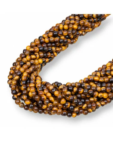 Occhio di Tigre Giallo Perlina Tonda Sfaccettata 4mm-OCCHIO DI TIGRE GIALLO | Worldofjewel.com