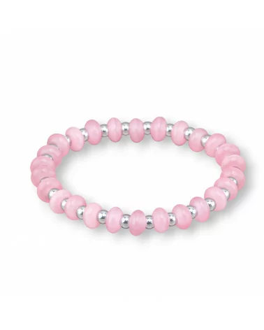 Bracciali Elasticizzato Di Occhio Di Gatto 8mm E Ematite Rodiato Rosa-BRACCIALI DI PIETRE DURE | Worldofjewel.com