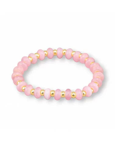 Bracciali Elasticizzato Di Occhio Di Gatto 8mm E Ematite Rosa Dorato-BRACCIALI DI PIETRE DURE | Worldofjewel.com