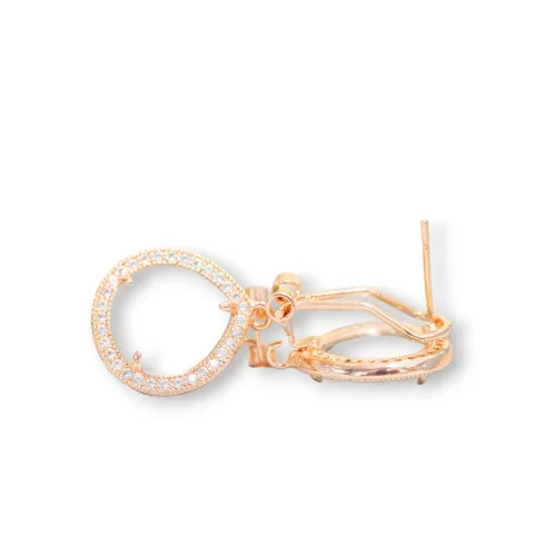 Base Per Orecchini A Perno Chiuso Di Ottone Con Cristalli Goccia Zirconata 5 Paia Oro Rosa Acqua-BASI CON PIETRE E PERLINE | Worldofjewel.com