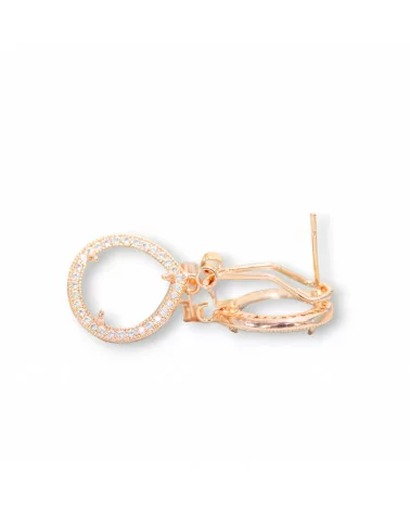 Base Per Orecchini A Perno Chiuso Di Ottone Con Cristalli Goccia Zirconata 5 Paia Oro Rosa Acqua-BASI CON PIETRE E PERLINE | Worldofjewel.com