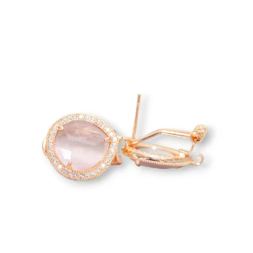 Base Per Orecchini A Perno Chiuso Di Ottone Con Cristalli Goccia Zirconata 5 Paia Oro Rosa Cipria-BASI CON PIETRE E PERLINE | Worldofjewel.com