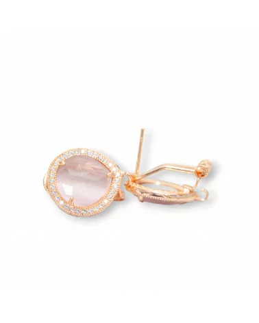 Base Per Orecchini A Perno Chiuso Di Ottone Con Cristalli Goccia Zirconata 5 Paia Oro Rosa Cipria-BASI CON PIETRE E PERLINE | Worldofjewel.com