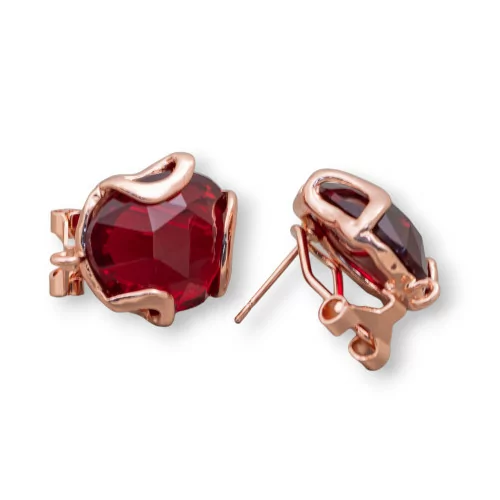 Base Per Orecchini A Perno Chiuso Di Bronzo Con Occhio Di Gatto Irregolare Sfaccettato 17mm 5 Paia Oro Rosa Ruby-BASI CON PIETRE E PERLINE | Worldofjewel.com