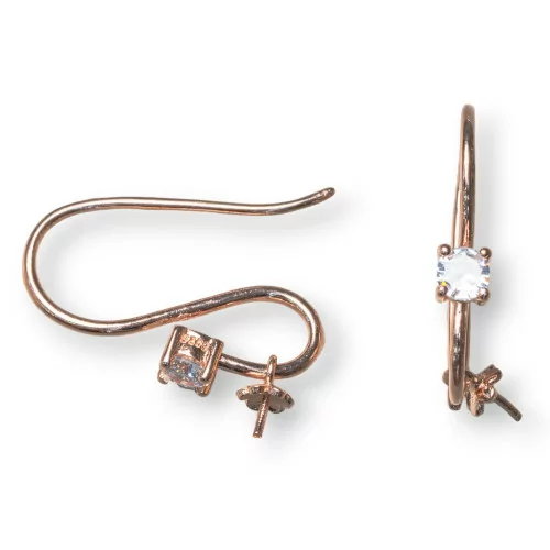 Base Per Orecchini Di Argento 925 A Monachella Con Punto Luce 4mm 3 Paia Oro Rosa-BASI DI ARGENTO 925 | Worldofjewel.com