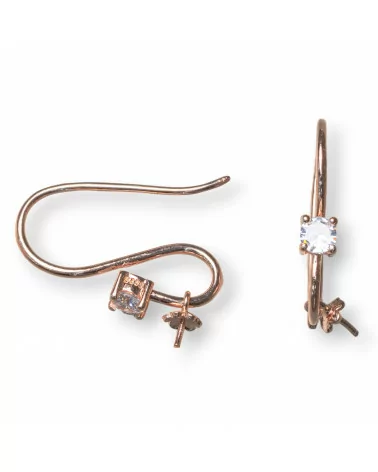 Base Per Orecchini Di Argento 925 A Monachella Con Punto Luce 4mm 3 Paia Oro Rosa-BASI DI ARGENTO 925 | Worldofjewel.com