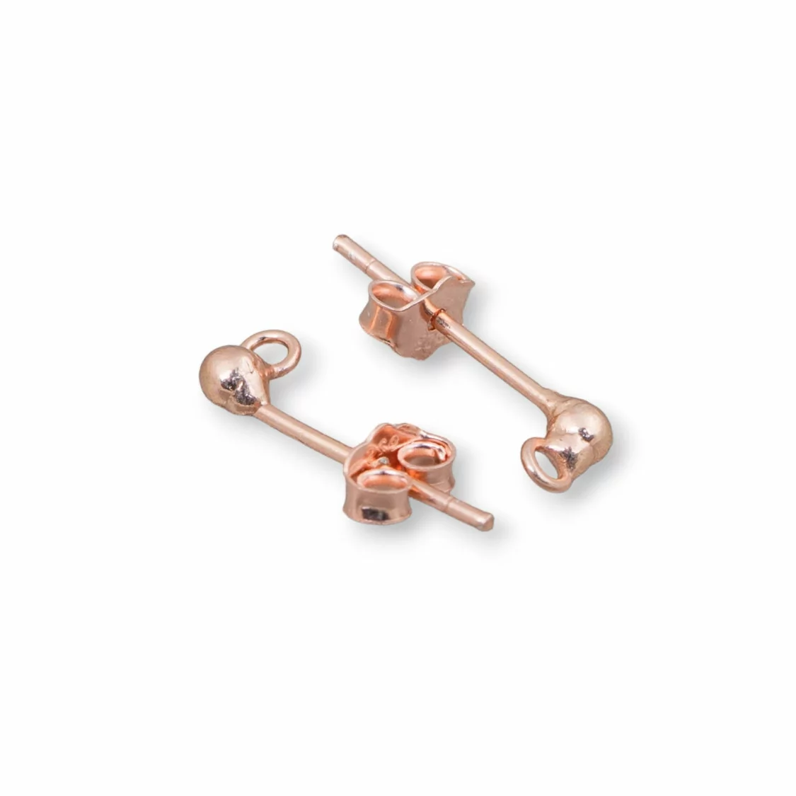 Base Per Orecchini Di Argento 925 Perno Con Pallina 3mm 15 Paia Completo Di Farfalline Oro Rosa-BASI DI ARGENTO 925 | Worldofjewel.com