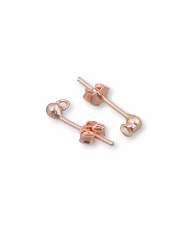 Base Per Orecchini Di Argento 925 Perno Con Pallina 3mm 15 Paia Completo Di Farfalline Oro Rosa-BASI DI ARGENTO 925 | Worldofjewel.com