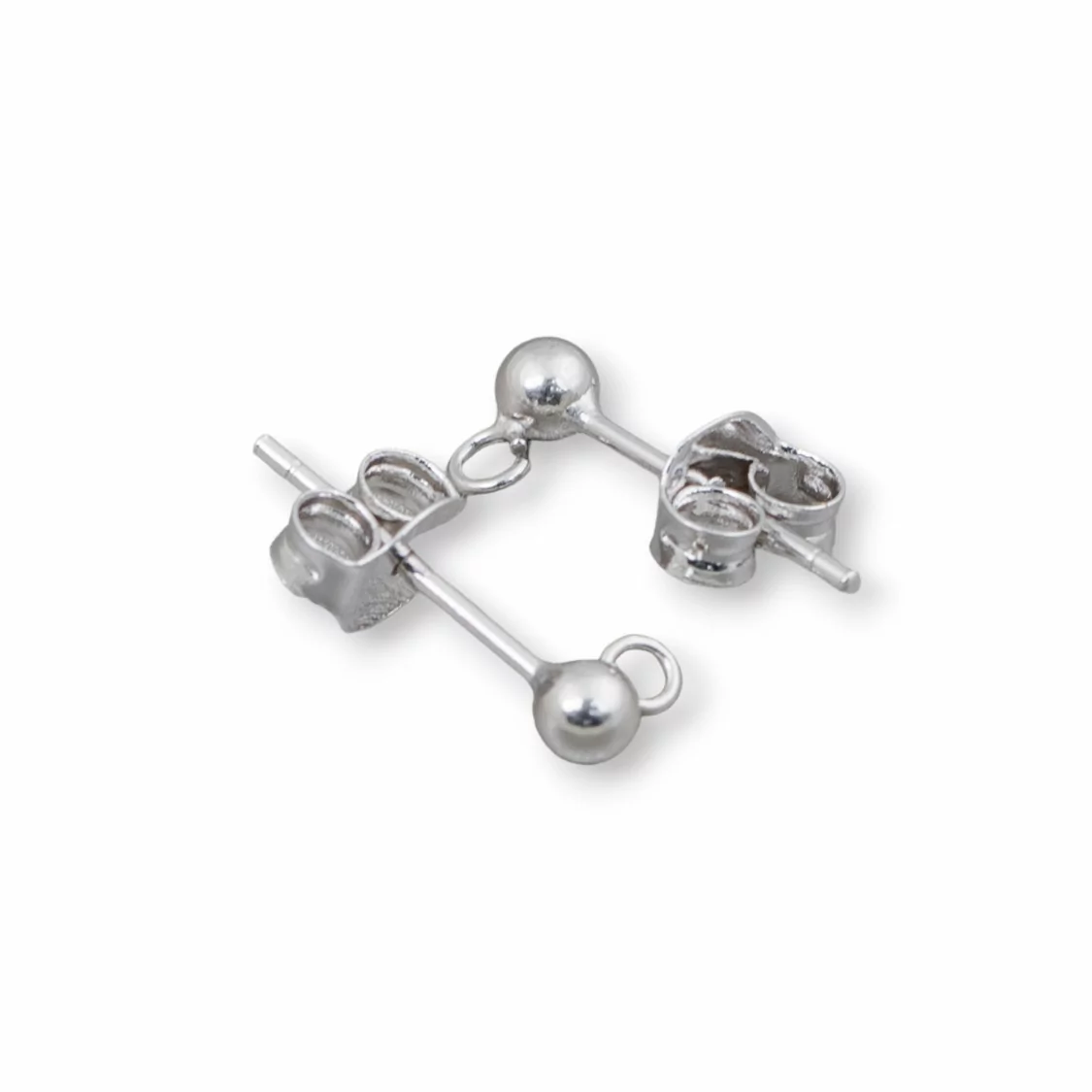 Base Per Orecchini Di Argento 925 Perno Con Pallina 3mm 15 Paia Completo Di Farfalline Rodiato-BASI DI ARGENTO 925 | Worldofjewel.com