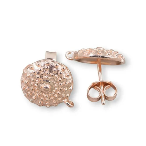 Base Per Orecchini Di Argento 925 Perno Scudo 12mm 2 Paia Oro Rosa-BASI DI ARGENTO 925 | Worldofjewel.com