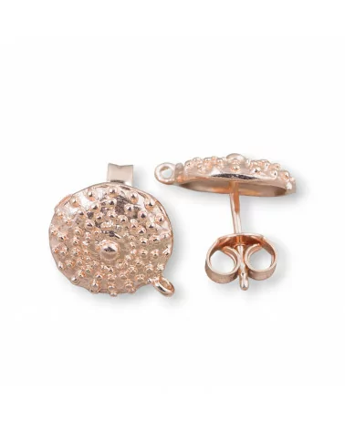 Base Per Orecchini Di Argento 925 Perno Scudo 12mm 2 Paia Oro Rosa-BASI DI ARGENTO 925 | Worldofjewel.com