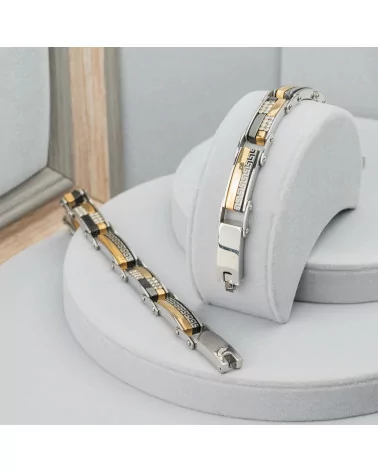 Bracciale Di Acciaio Con Strass Larghezza 10mm Mod23400-BRACCIALI UOMO | Worldofjewel.com