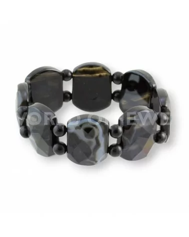 Bracciale Di Agata Nera Sfaccettatea 30mm-BRACCIALI DI PIETRE DURE | Worldofjewel.com