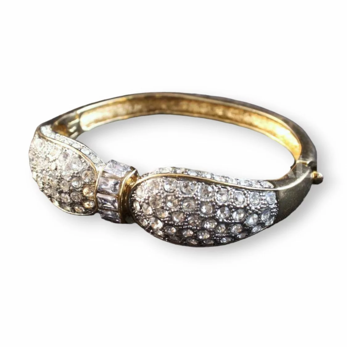 Bracciale Di Ottone Con Strass - Dorato-BRACCIALI BRONZO E OCCHIO DI GATTO | Worldofjewel.com