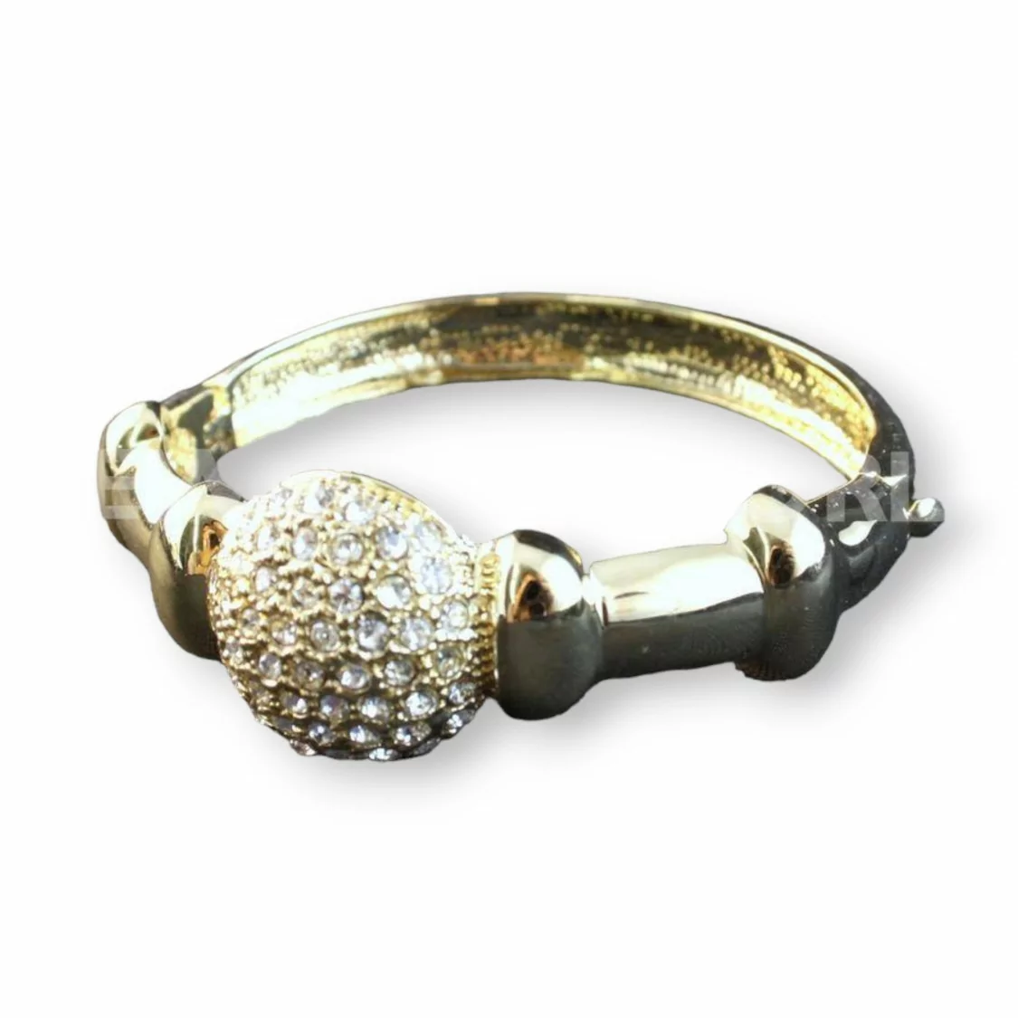 Bracciale Di Ottone Con Strass - Dorato-BRACCIALI BRONZO E OCCHIO DI GATTO | Worldofjewel.com