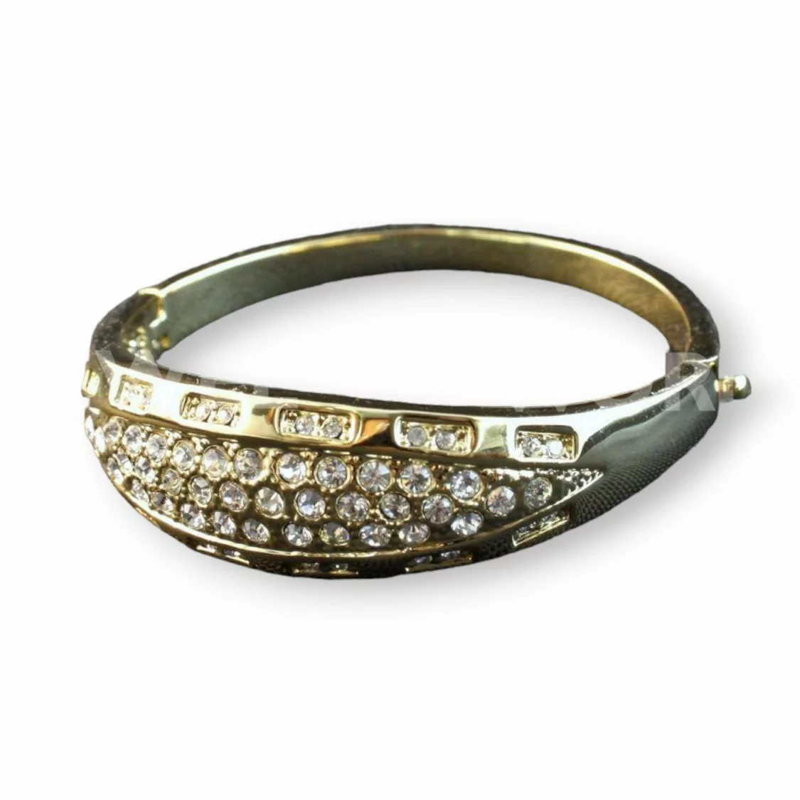 Bracciale Di Ottone Con Strass - Dorato-BRACCIALI BRONZO E OCCHIO DI GATTO | Worldofjewel.com