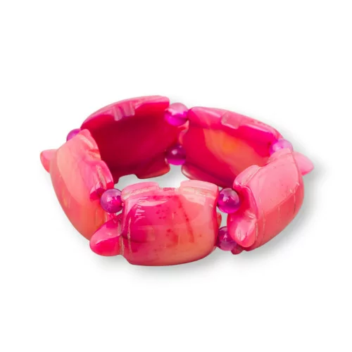 Bracciale Di Pietre Dure Tartaruga Grande Tartaruga 31x48mm Agata Fucsia-BRACCIALI BIJOUX | Worldofjewel.com