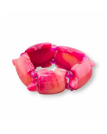 Bracciale Di Pietre Dure Tartaruga Grande Tartaruga 31x48mm Agata Fucsia-BRACCIALI BIJOUX | Worldofjewel.com