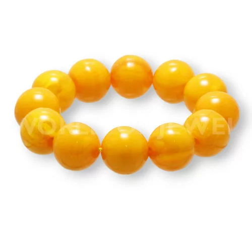 Bracciale Di Resina Imitazione Ambra Tondo 20mm Giallo Arancio-BRACCIALI DI RESINA | Worldofjewel.com