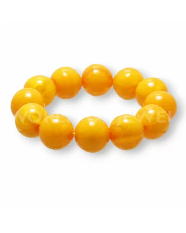 Bracciale Di Resina Imitazione Ambra Tondo 20mm Giallo Arancio-BRACCIALI DI RESINA | Worldofjewel.com