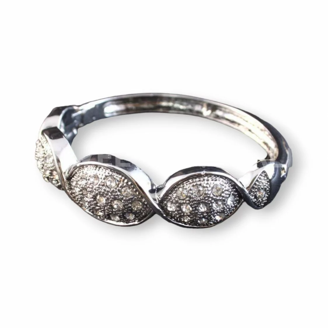 Bracciale Rigido Di Ottone Con Strass - Rodiato-BRACCIALI BRONZO E OCCHIO DI GATTO | Worldofjewel.com