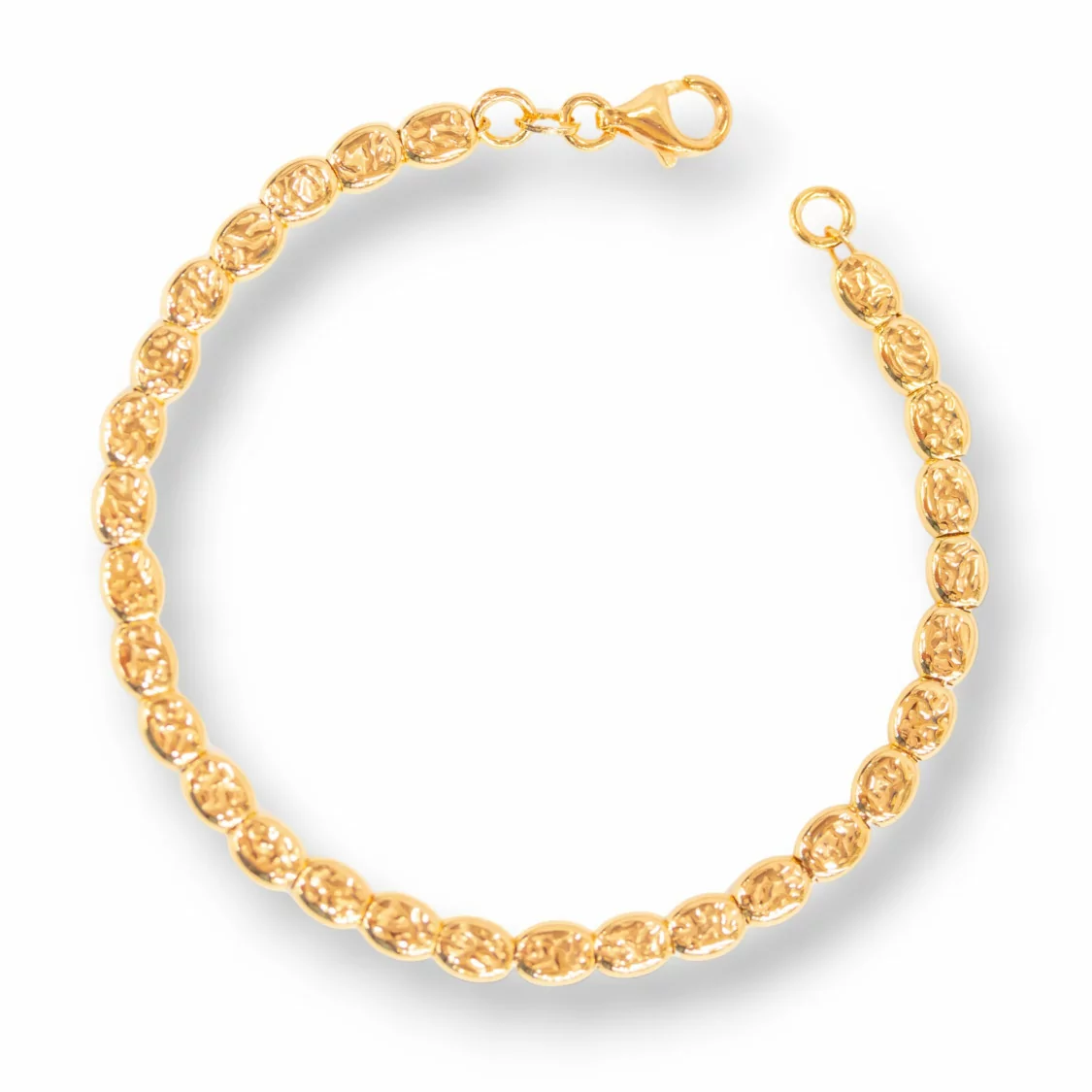 Bracciali Di Argento 925 Con Ovali Battuti SuperLeggere da 4,5x5,5mm Oro Rosa Con Passivazione 4pz-BRACCIALI DI ARGENTO 925 | Worldofjewel.com