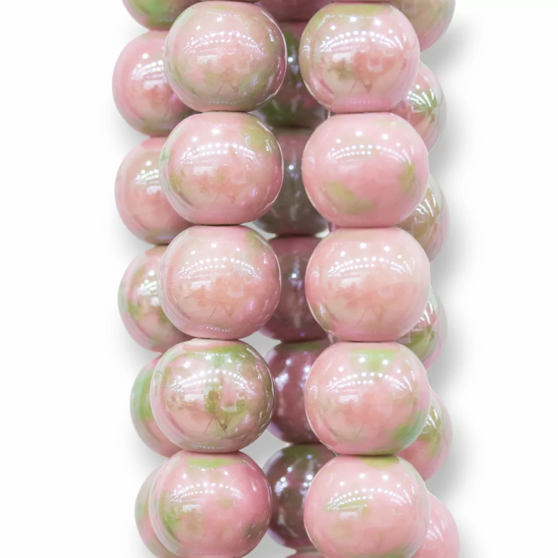 Ceramica Lucida Tondo Liscio 14mm Rosa Floreale-CERAMICA | Worldofjewel.com