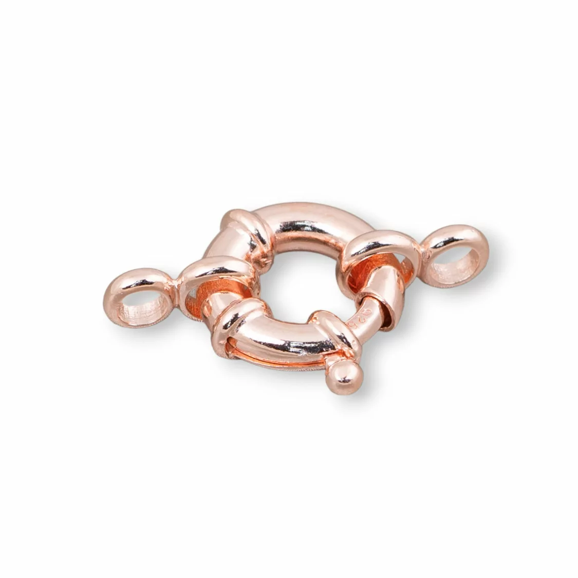 Chiusura Di Argento 925 Anello A Molla 12mm Con Ottino Canna 3mm Esterno 2pz Oro Rosa-CHIUSURE DI ARGENTO | Worldofjewel.com