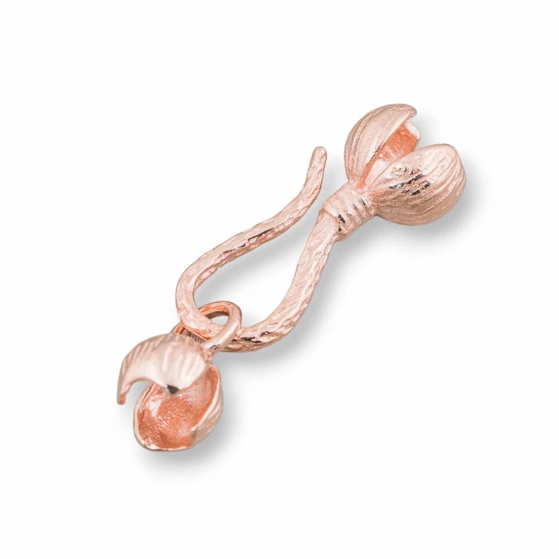 Chiusura Di Argento 925 Gancio Con Coppetta A Pallina 5mm 8pz Oro Rosa-CHIUSURE DI ARGENTO | Worldofjewel.com