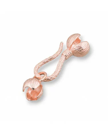 Chiusura Di Argento 925 Gancio Con Coppetta A Pallina 5mm 8pz Oro Rosa-CHIUSURE DI ARGENTO | Worldofjewel.com