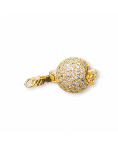 Chiusura Di Ottone Pallina Strass 10mm 4pz Dorato-CHIUSURE DI OTTONE E BRONZO | Worldofjewel.com